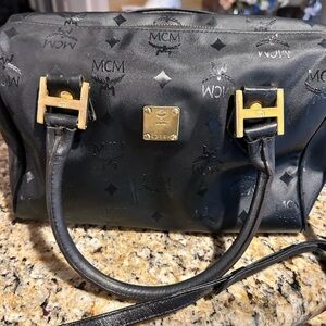 MCM Black Handbag with Gold Accents EUC